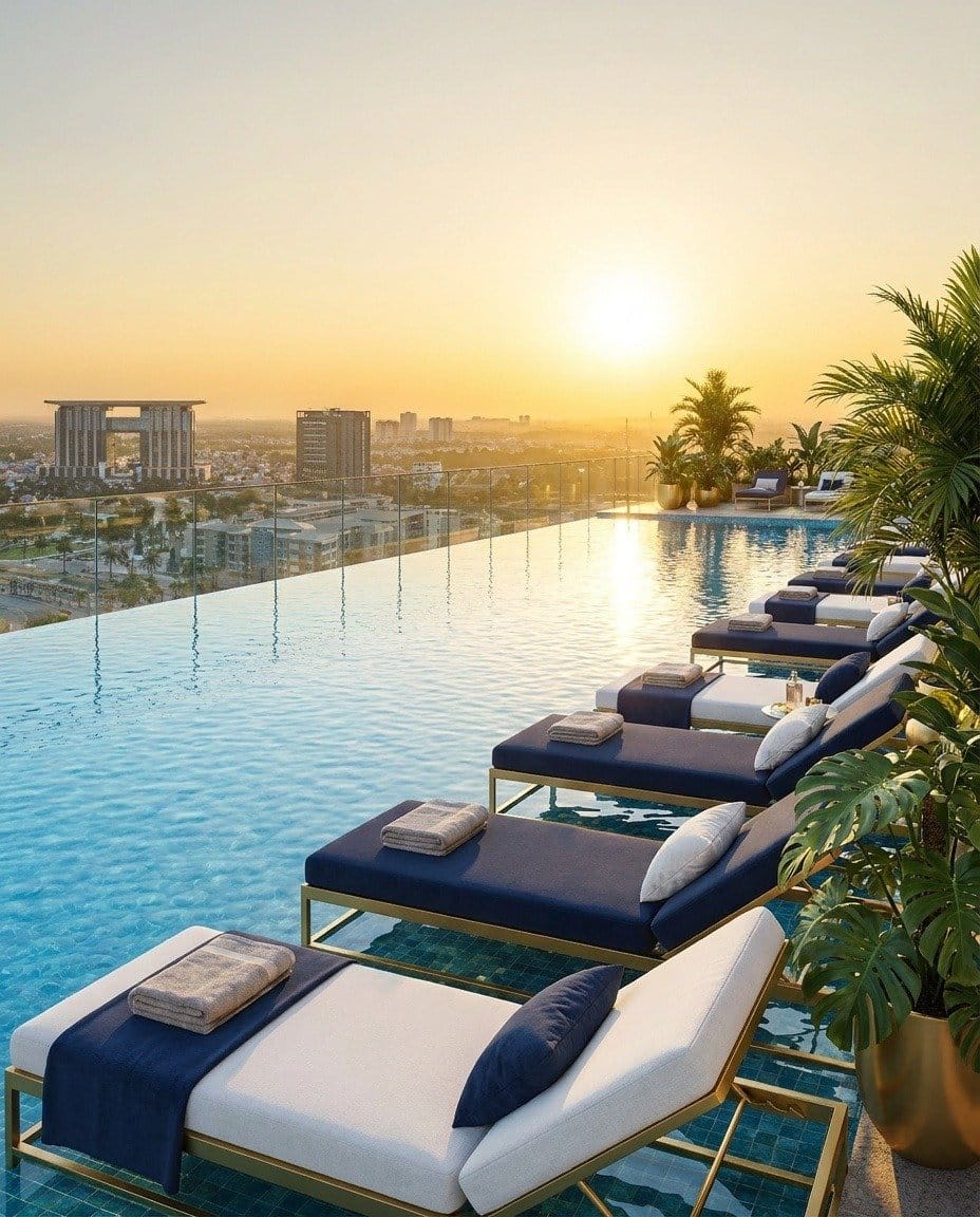 Hồ bơi Sky Garden tầng 29-30 Nam Mekong Grand Plaza