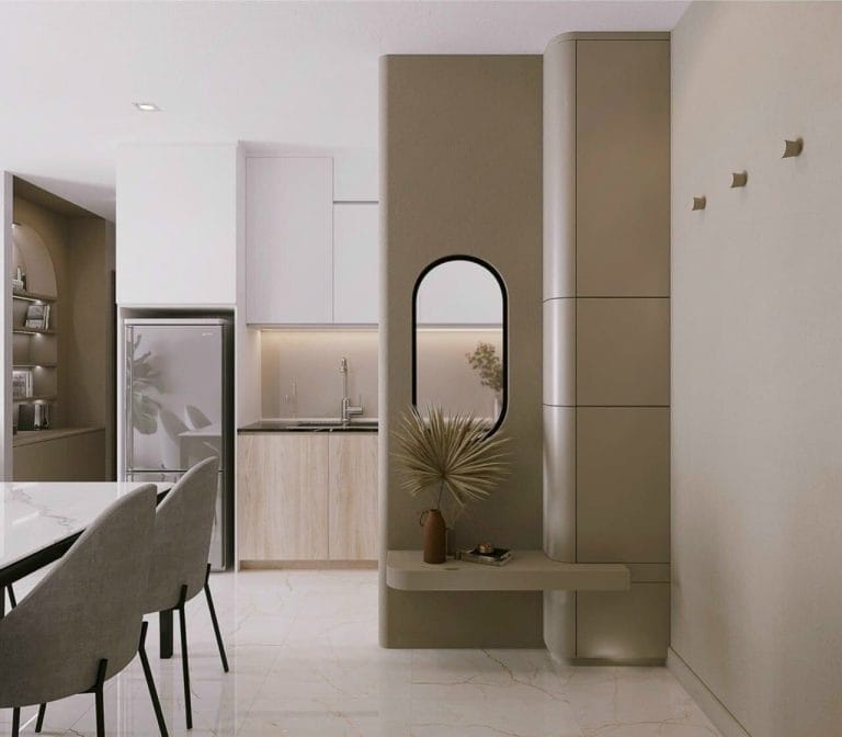 Không gian bếp và bàn ăn căn hộ Legacy Central hiện đại, Phường Thuận Giao, TP.HCM