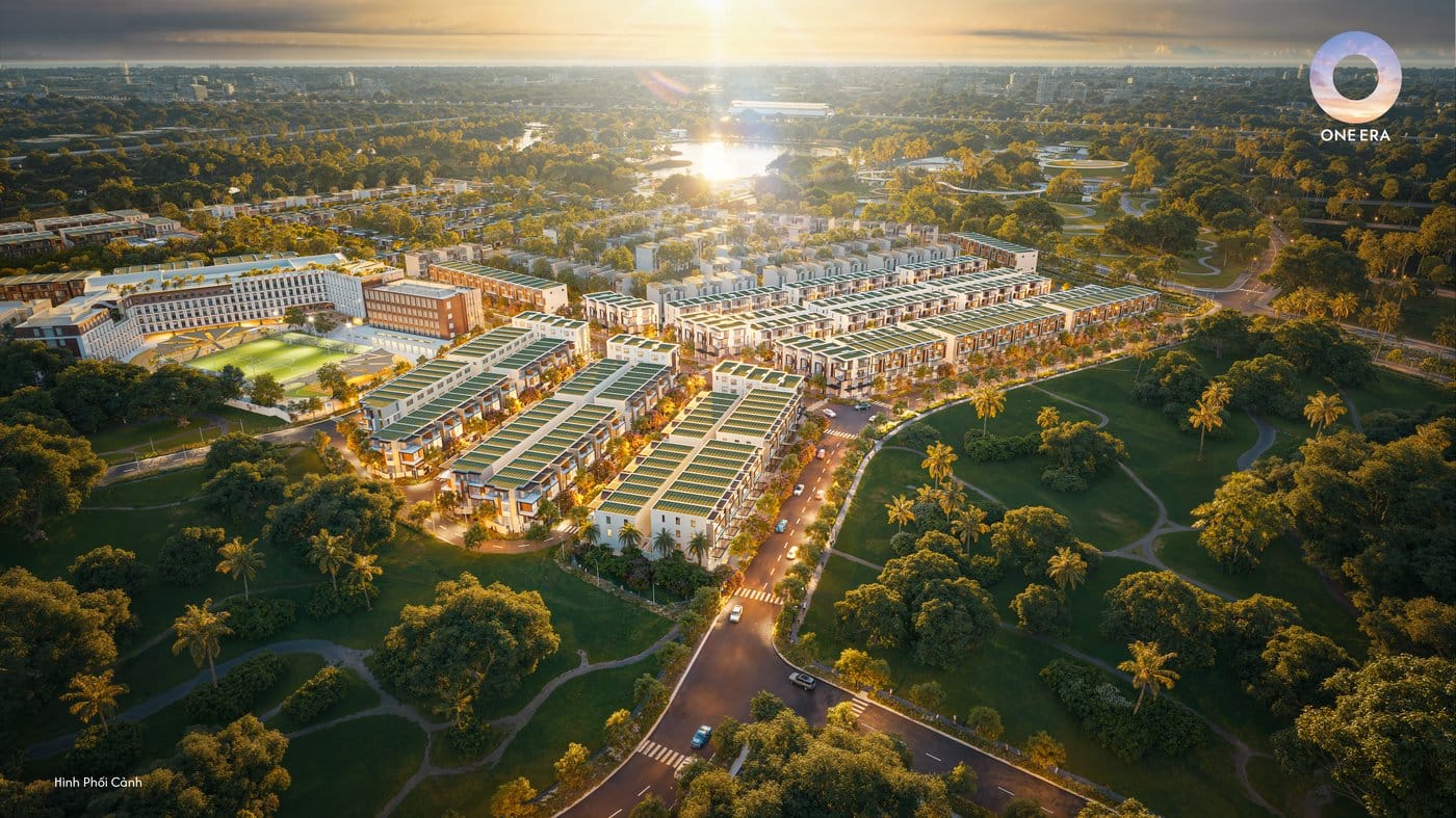Phối cảnh tổng thể phân khu NIZI Khu Đô Thị One Era 49,5ha tại Phường Thuận Giao, TP.HCM — do KINERA (Kim Oanh Group) phát triển cùng đối tác Nhật Bản
